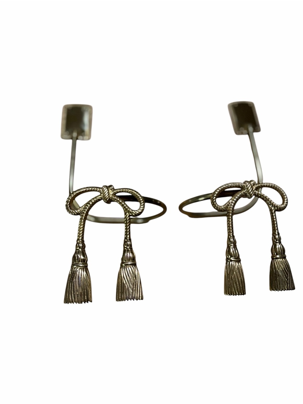 Solid Brass Set of 2 Bow Tassel Curtain Tiebacks